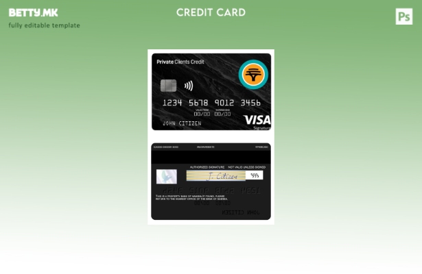 Модерен стил Шаблон за потпис за кредитна виза за приватни клиенти на Намибија П